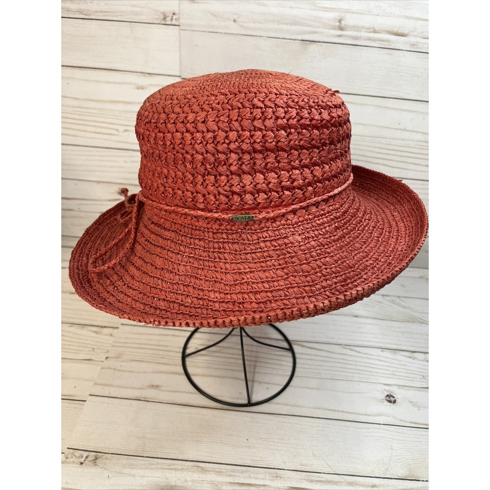The Scala Collection Red Woven Sunhat Paper One Size - 22" Band
